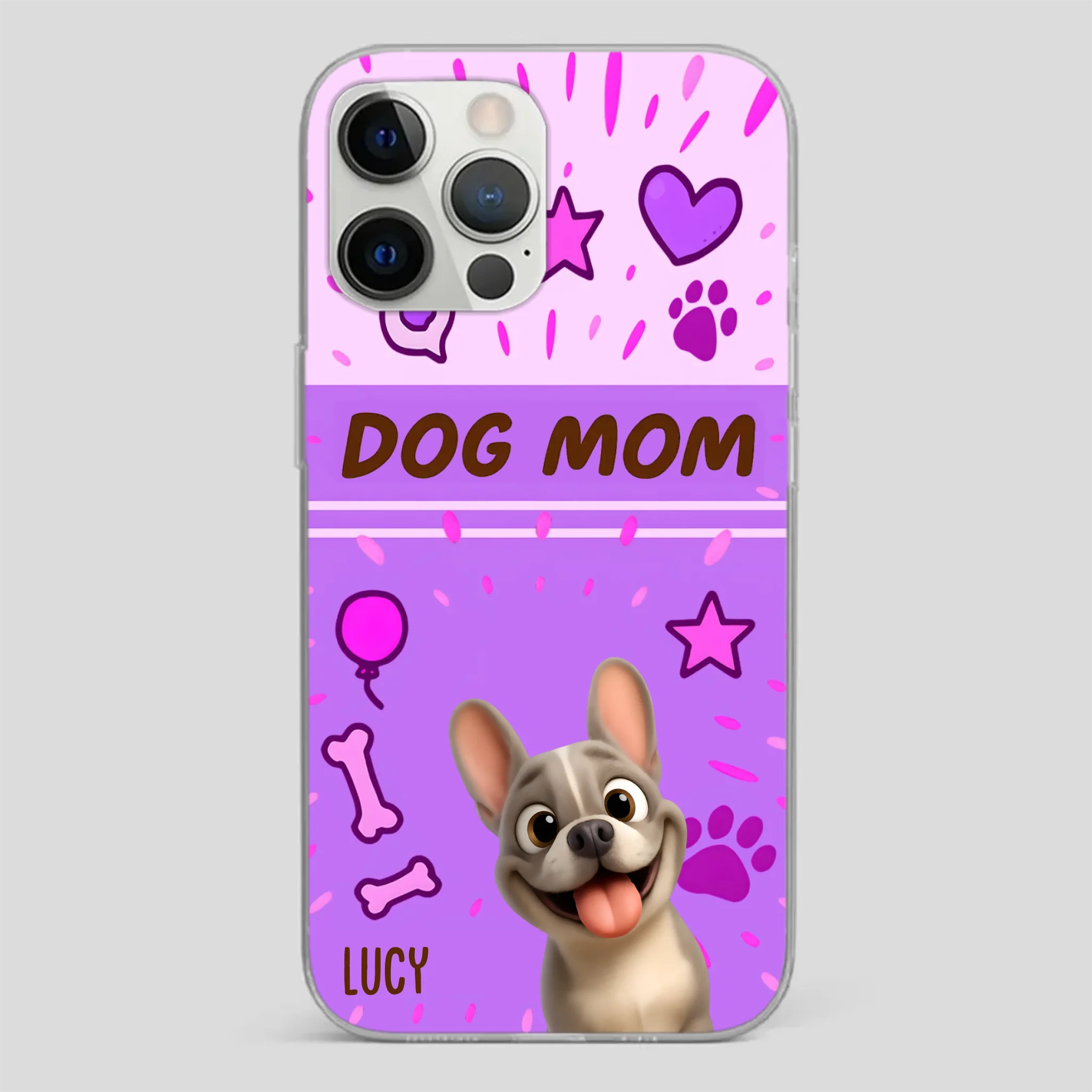 Customized French Bulldog Phone Case – Cute Purple Dog Mom Mobile Cover