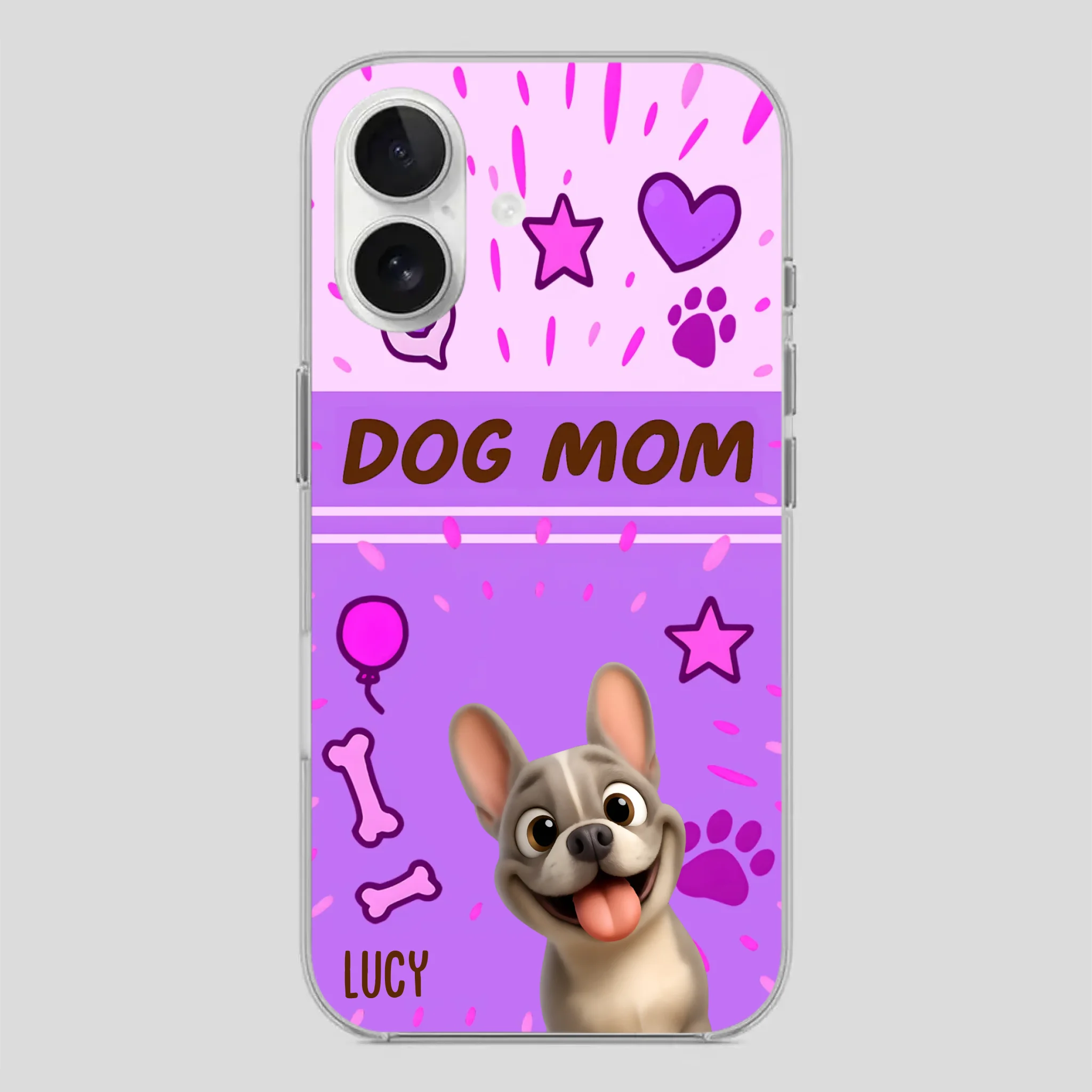 Customized French Bulldog Phone Case – Cute Purple Dog Mom Mobile Cover