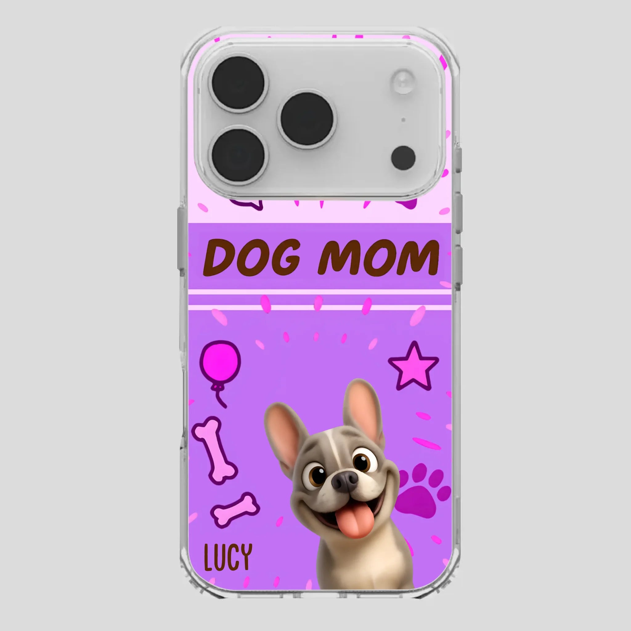 Customized French Bulldog Phone Case – Cute Purple Dog Mom Mobile Cover