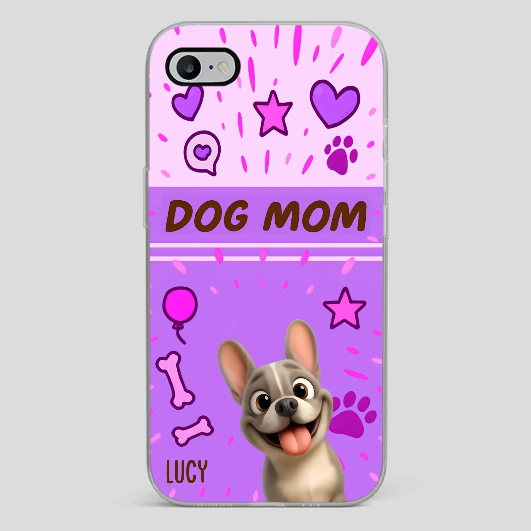 Customized French Bulldog Phone Case – Cute Purple Dog Mom Mobile Cover