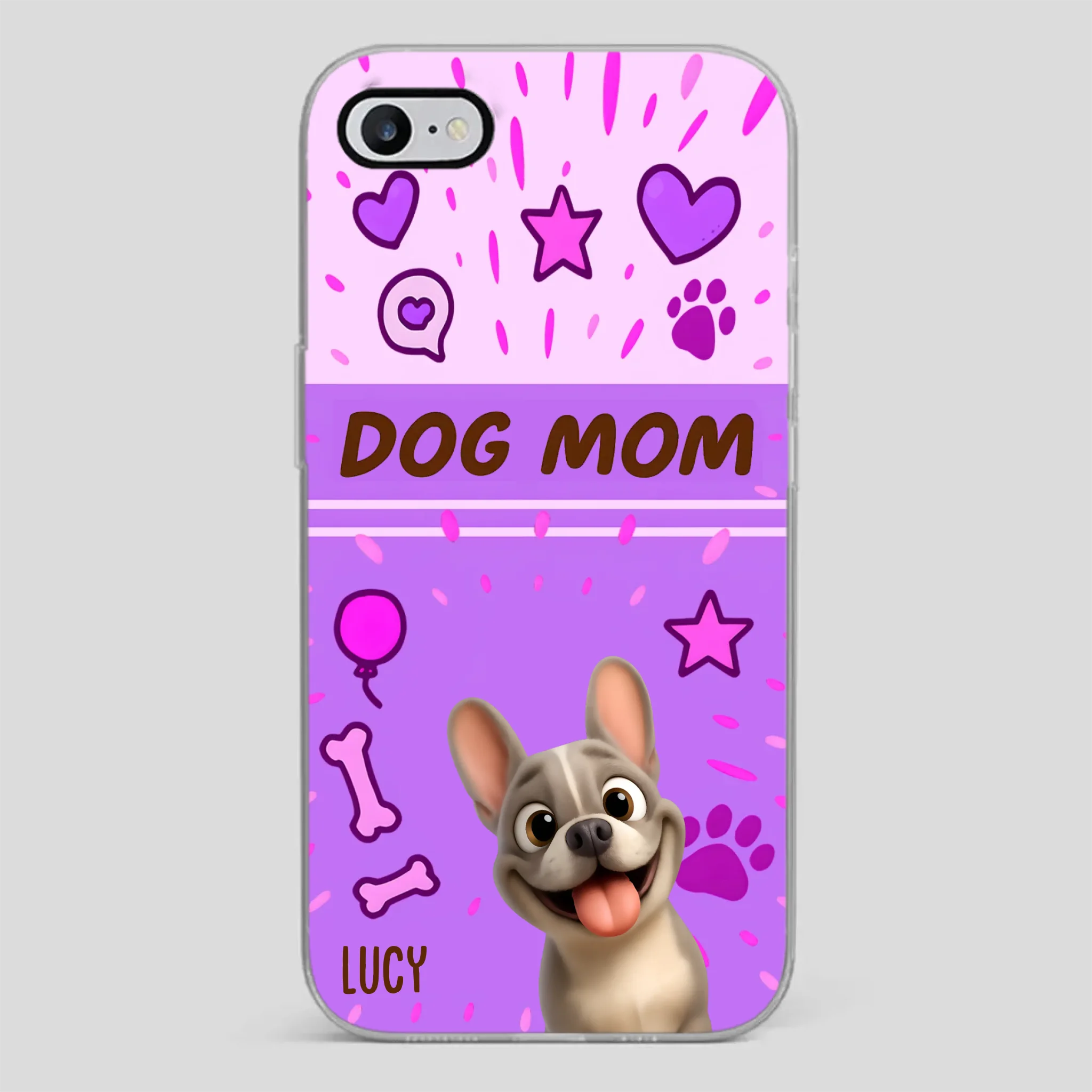 Customized French Bulldog Phone Case – Cute Purple Dog Mom Mobile Cover