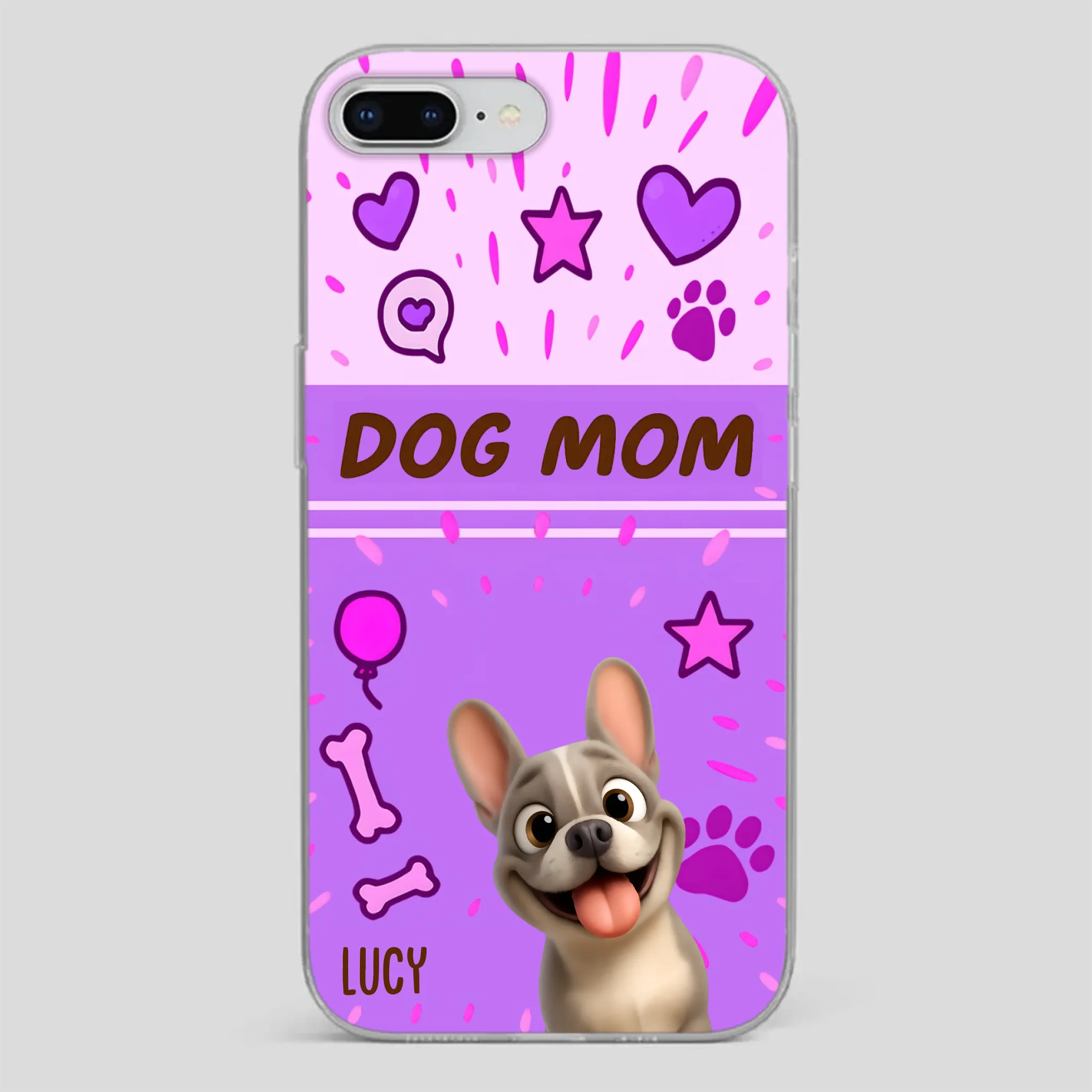 Customized French Bulldog Phone Case – Cute Purple Dog Mom Mobile Cover