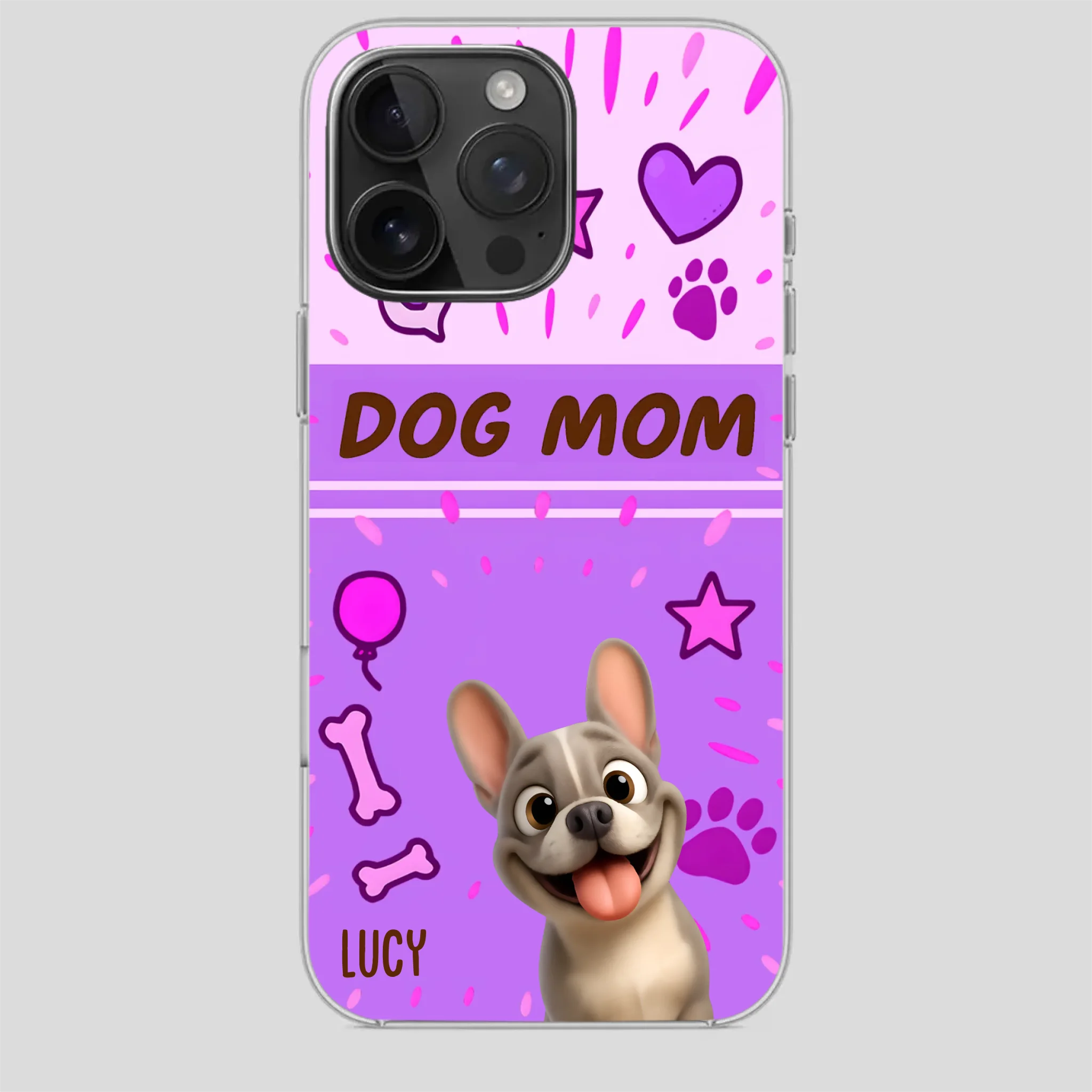 Customized French Bulldog Phone Case – Cute Purple Dog Mom Mobile Cover