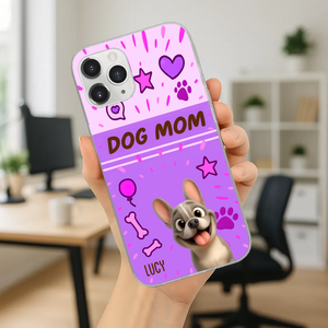 Customized French Bulldog Phone Case – Cute Purple Dog Mom Mobile Cover