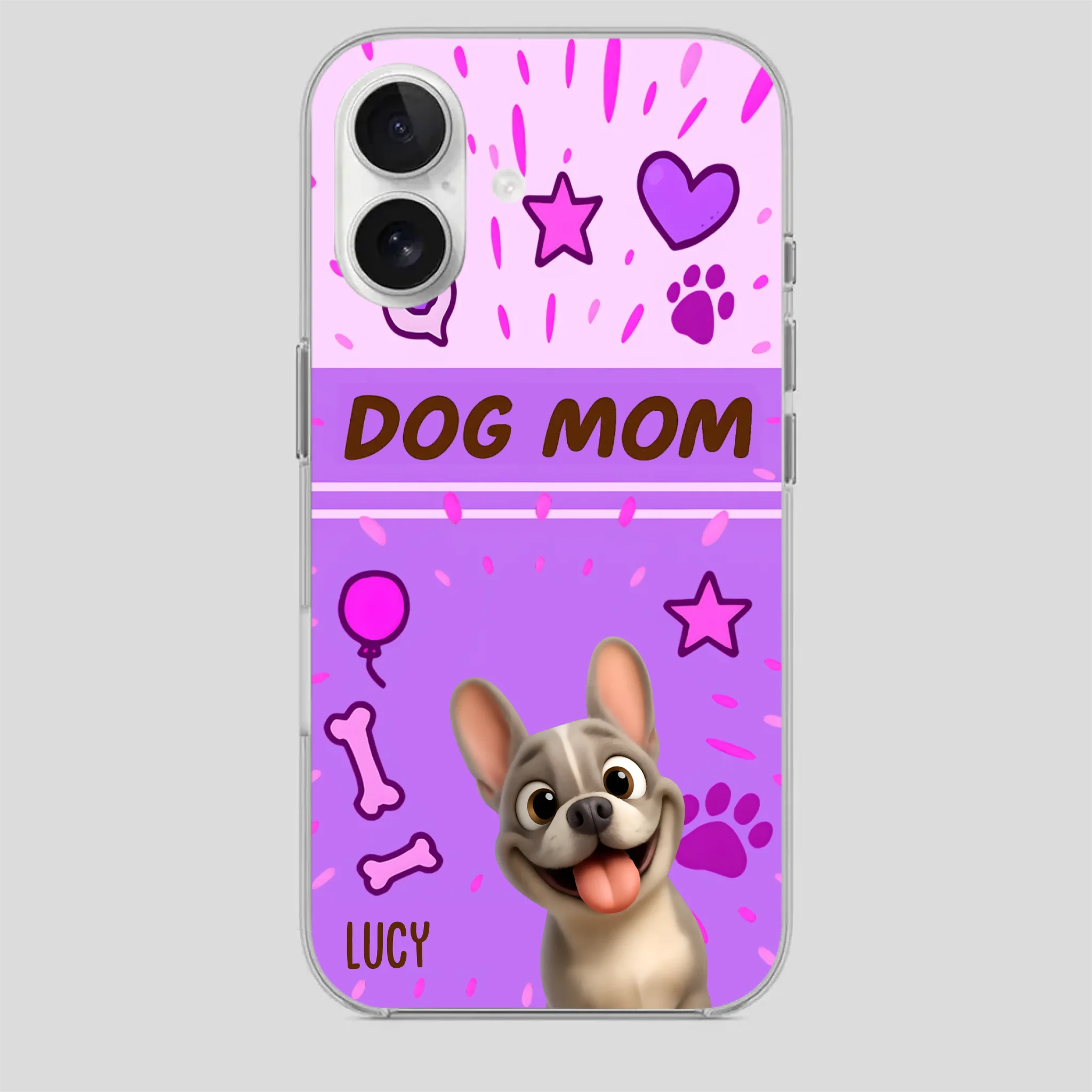 Customized French Bulldog Phone Case – Cute Purple Dog Mom Mobile Cover