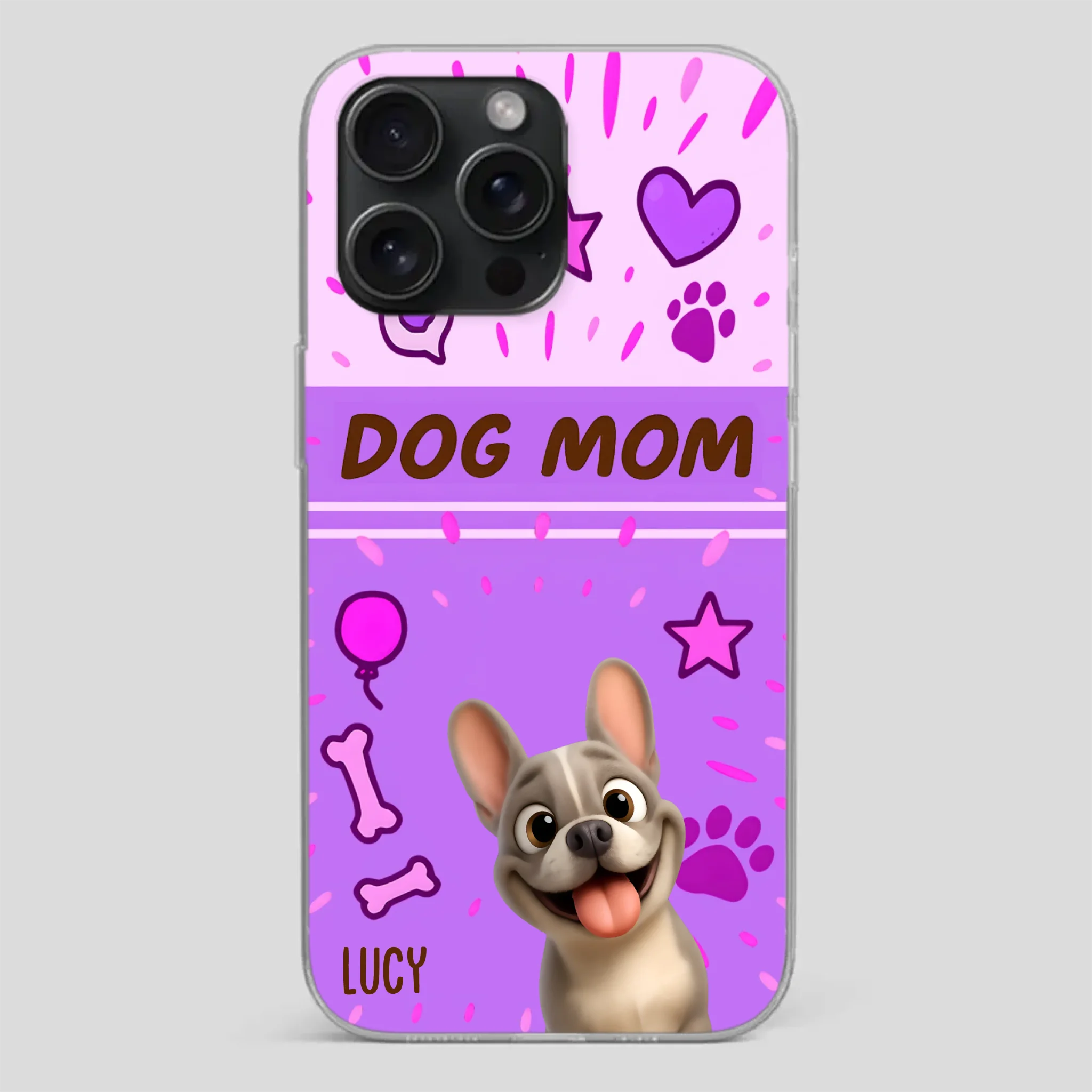 Customized French Bulldog Phone Case – Cute Purple Dog Mom Mobile Cover