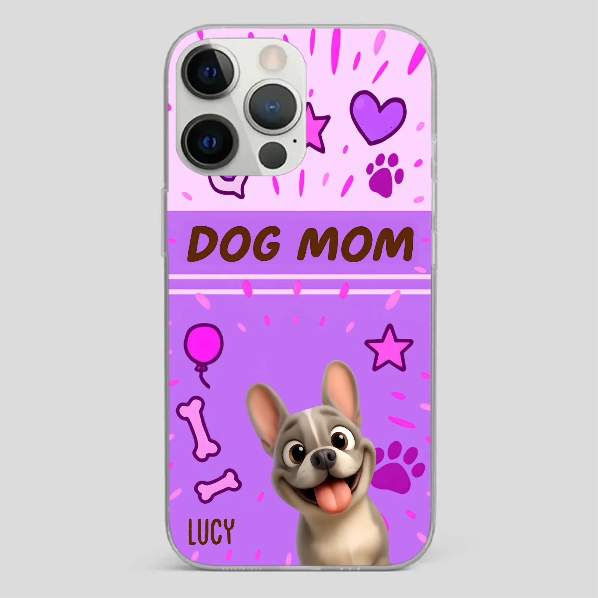 Customized French Bulldog Phone Case – Cute Purple Dog Mom Mobile Cover