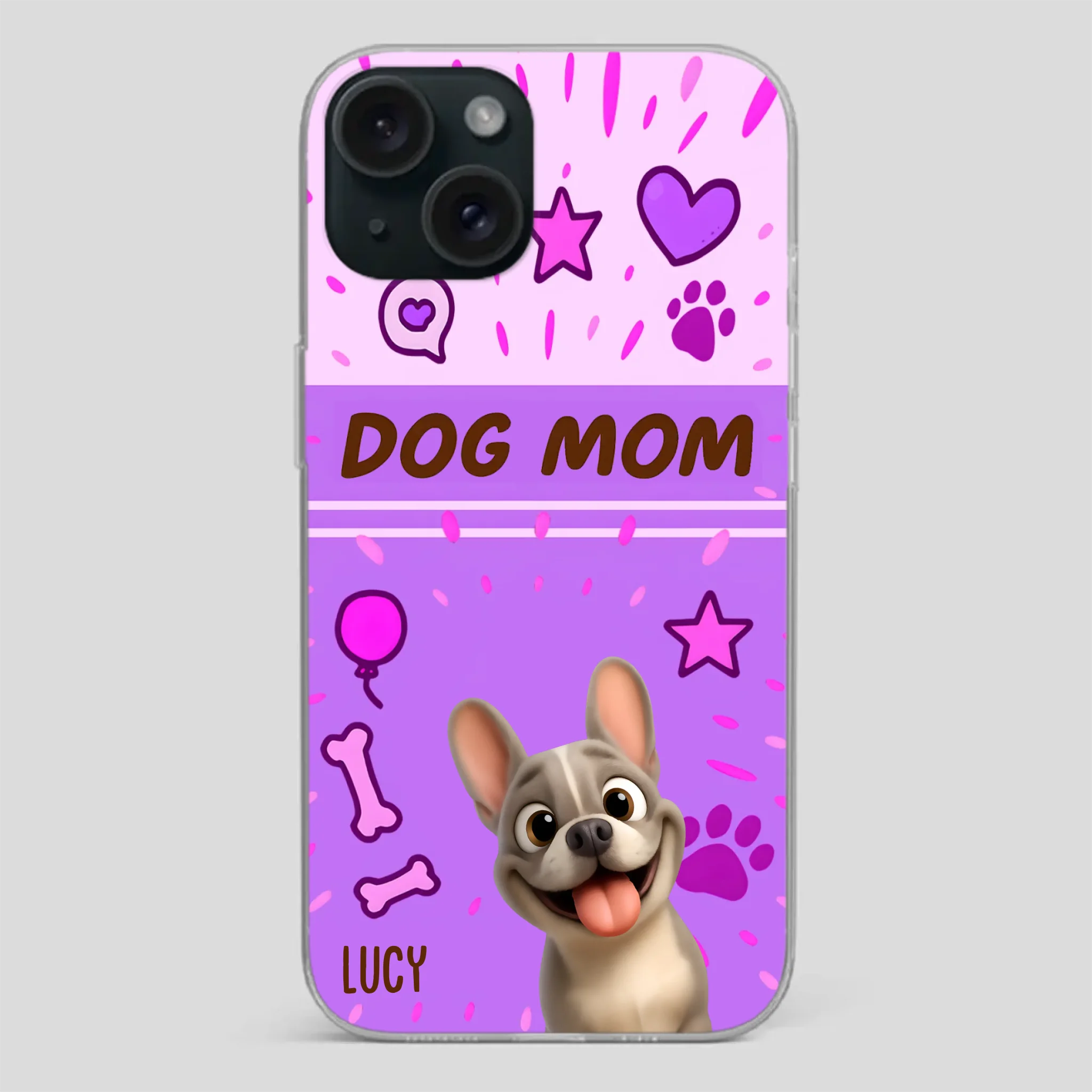 Customized French Bulldog Phone Case – Cute Purple Dog Mom Mobile Cover