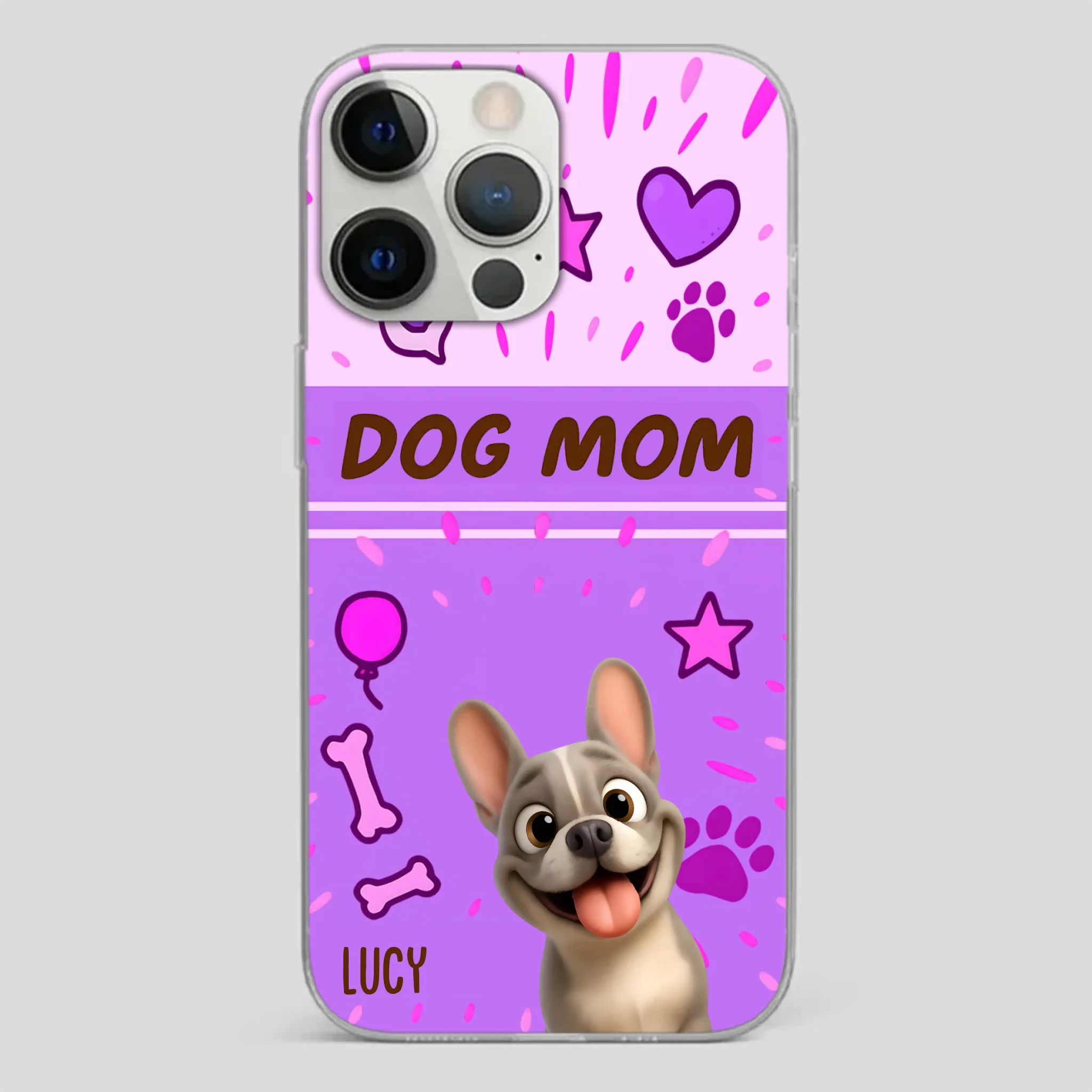 Customized French Bulldog Phone Case – Cute Purple Dog Mom Mobile Cover