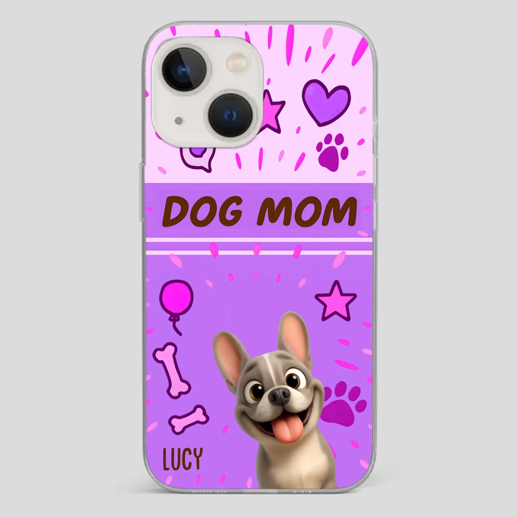 Customized French Bulldog Phone Case – Cute Purple Dog Mom Mobile Cover