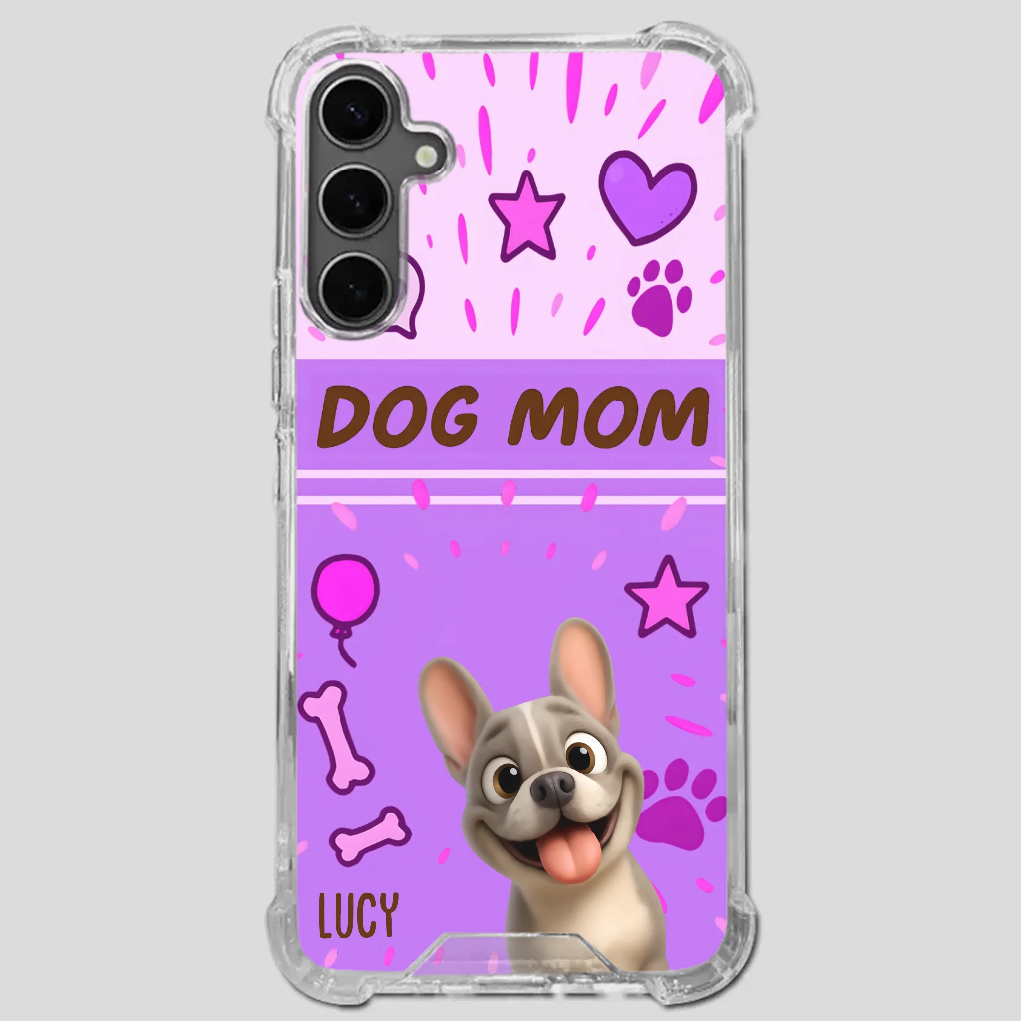 Customized French Bulldog Phone Case – Cute Purple Dog Mom Mobile Cover