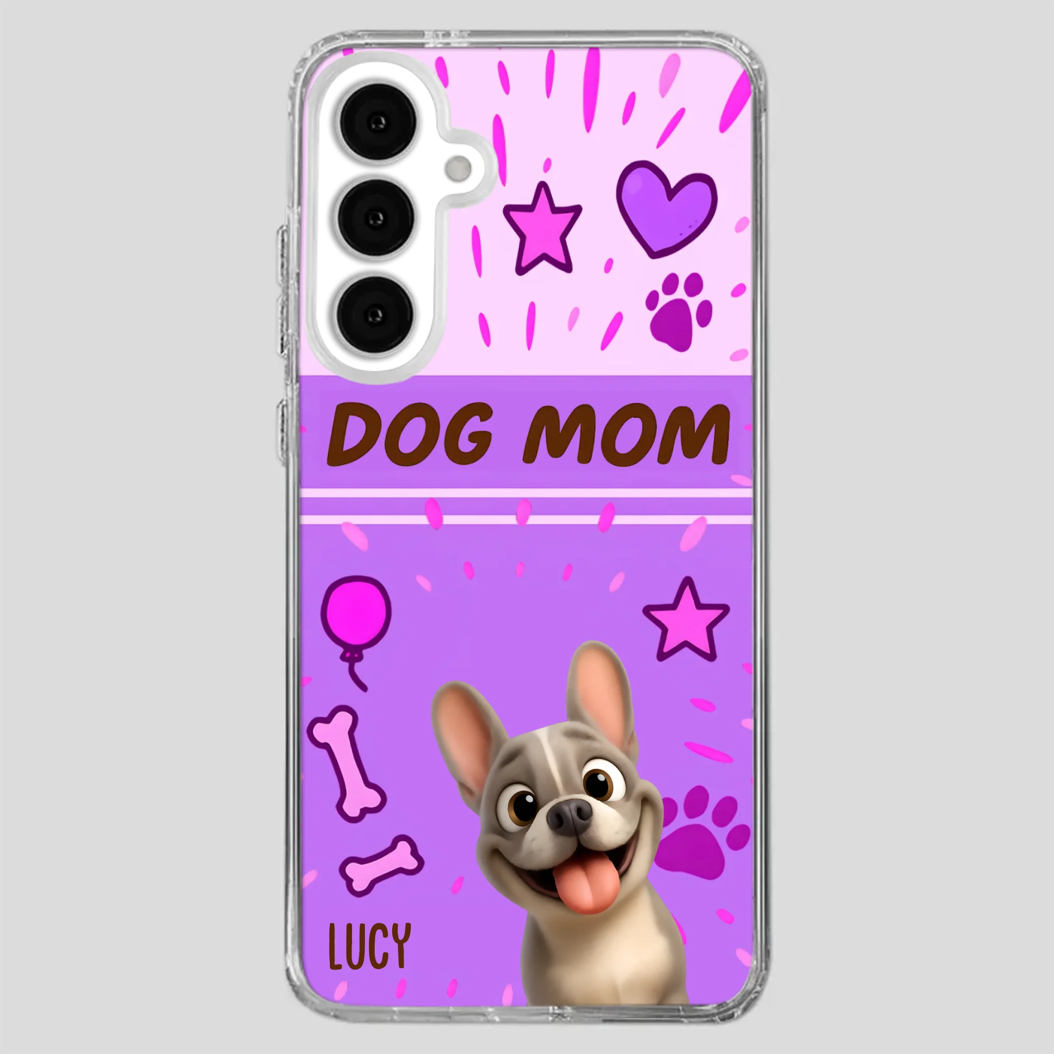 Customized French Bulldog Phone Case – Cute Purple Dog Mom Mobile Cover