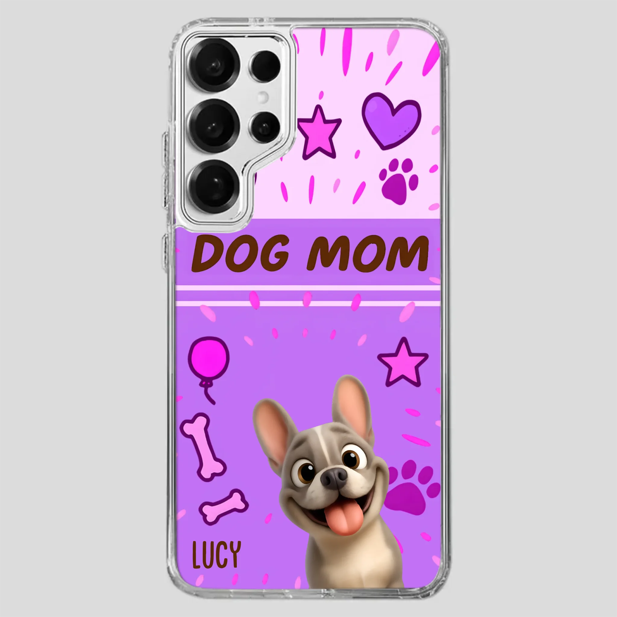 Customized French Bulldog Phone Case – Cute Purple Dog Mom Mobile Cover