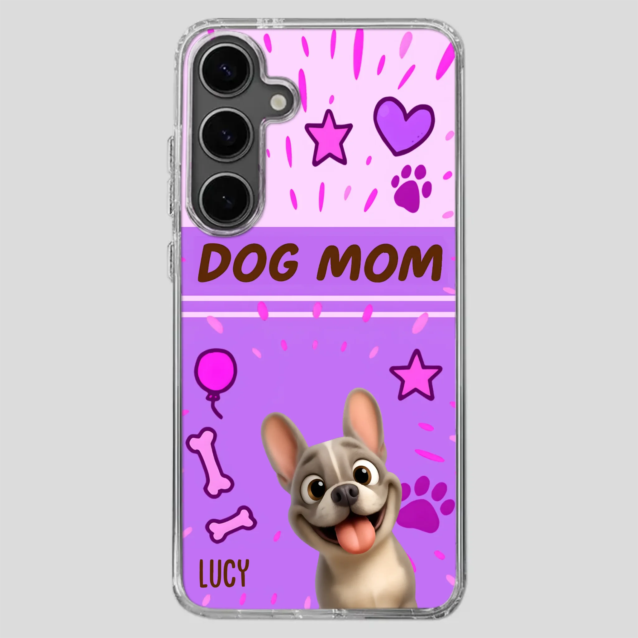 Customized French Bulldog Phone Case – Cute Purple Dog Mom Mobile Cover