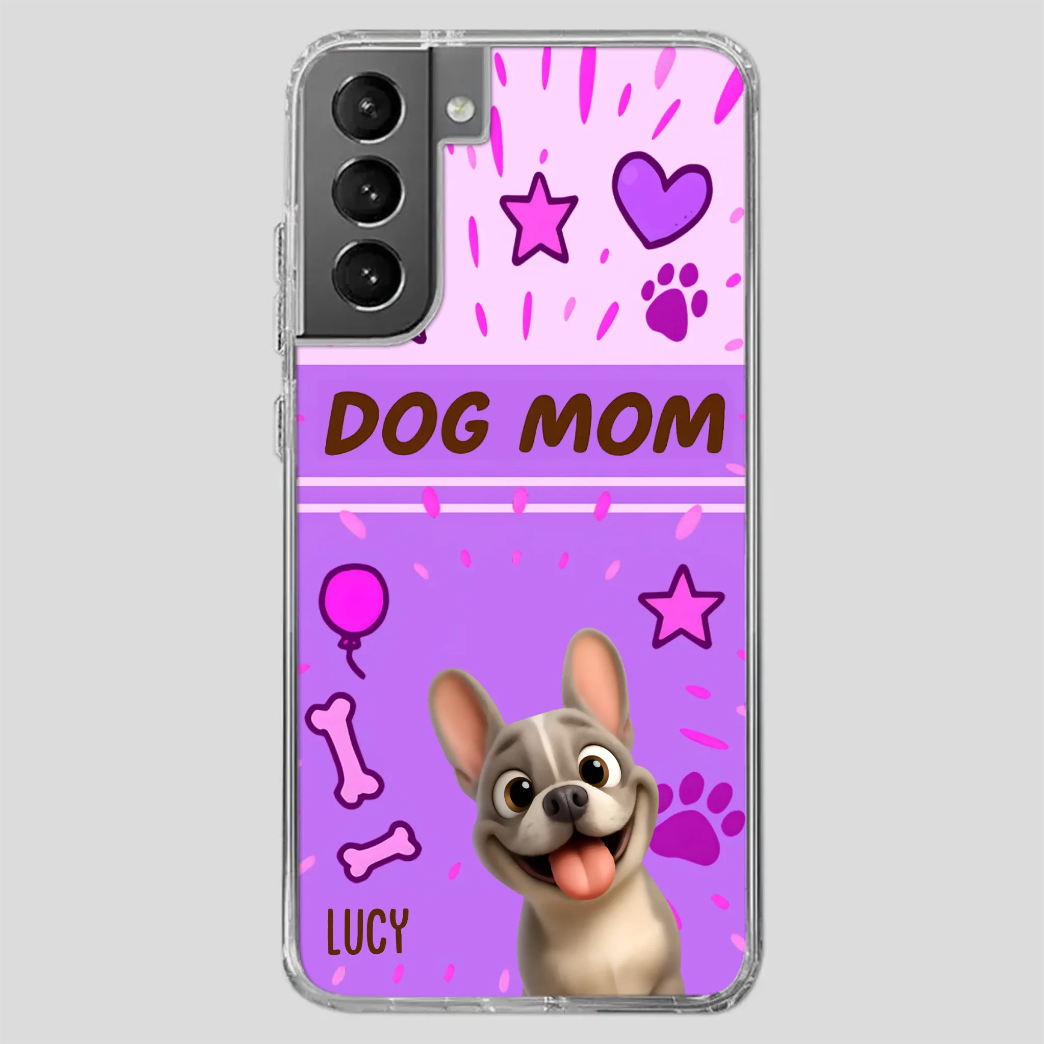 Customized French Bulldog Phone Case – Cute Purple Dog Mom Mobile Cover