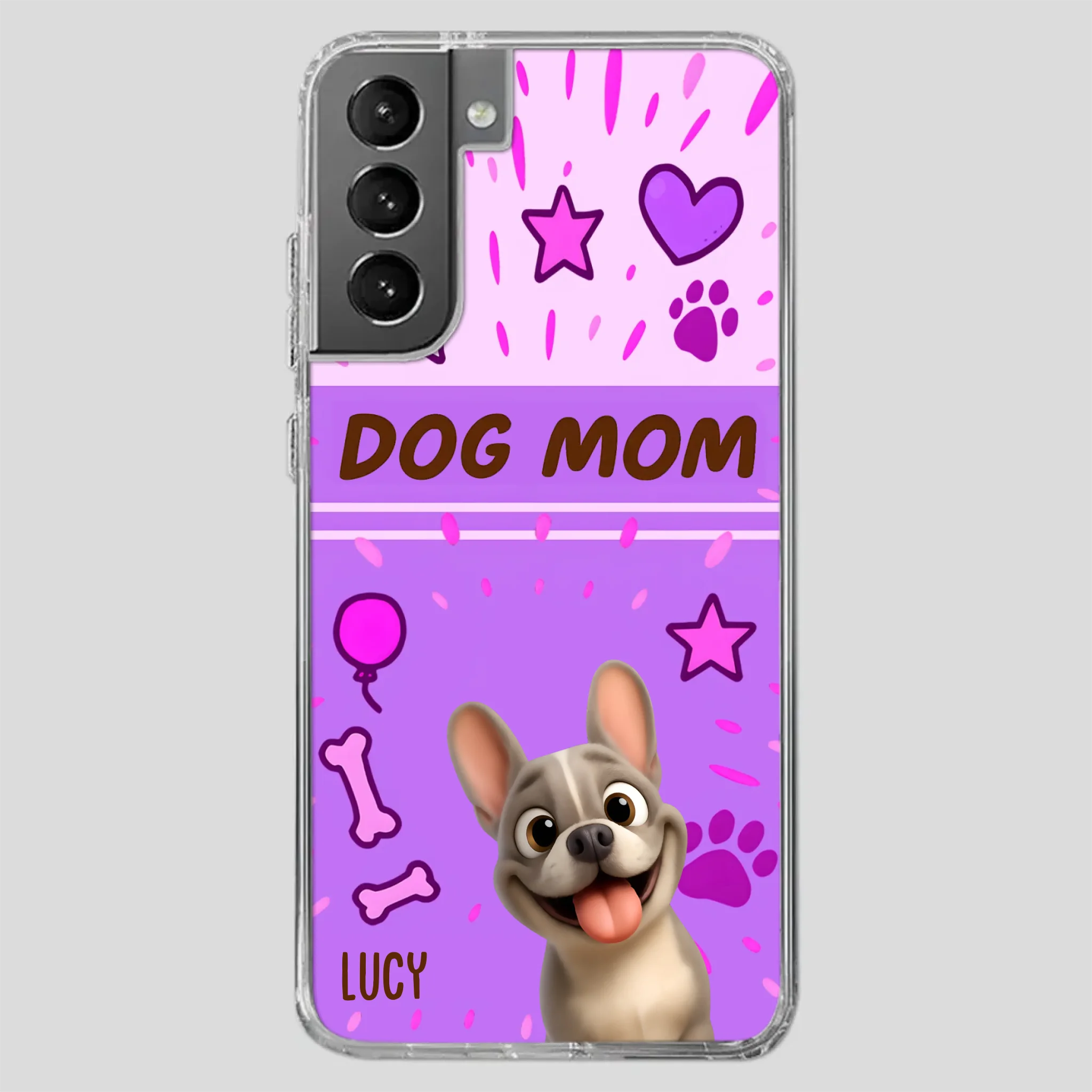 Customized French Bulldog Phone Case – Cute Purple Dog Mom Mobile Cover