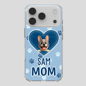 Customized French Bulldog Phone Case – Blue Heart Dog Mom Mobile Cover