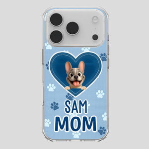 Customized French Bulldog Phone Case – Blue Heart Dog Mom Mobile Cover