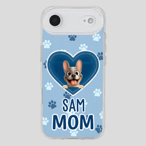 Customized French Bulldog Phone Case – Blue Heart Dog Mom Mobile Cover