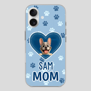Customized French Bulldog Phone Case – Blue Heart Dog Mom Mobile Cover