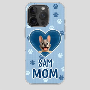 Customized French Bulldog Phone Case – Blue Heart Dog Mom Mobile Cover