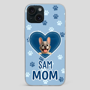 Customized French Bulldog Phone Case – Blue Heart Dog Mom Mobile Cover