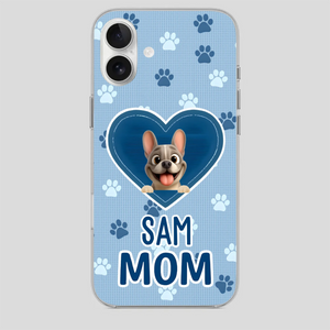 Customized French Bulldog Phone Case – Blue Heart Dog Mom Mobile Cover