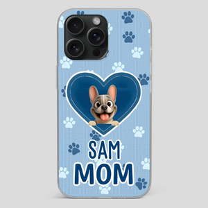 Customized French Bulldog Phone Case – Blue Heart Dog Mom Mobile Cover