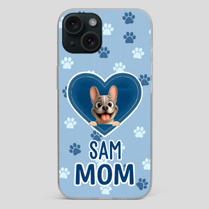 Customized French Bulldog Phone Case – Blue Heart Dog Mom Mobile Cover