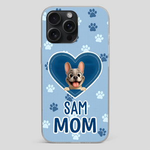 Customized French Bulldog Phone Case – Blue Heart Dog Mom Mobile Cover