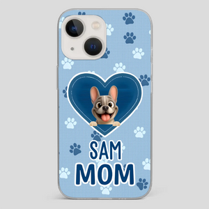 Customized French Bulldog Phone Case – Blue Heart Dog Mom Mobile Cover