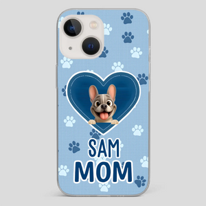Customized French Bulldog Phone Case – Blue Heart Dog Mom Mobile Cover