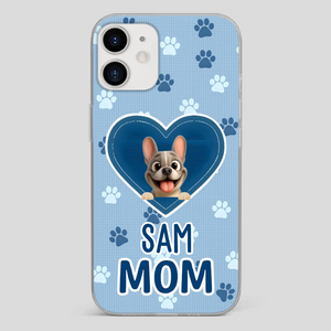 Customized French Bulldog Phone Case – Blue Heart Dog Mom Mobile Cover