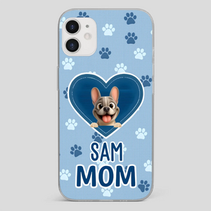 Customized French Bulldog Phone Case – Blue Heart Dog Mom Mobile Cover