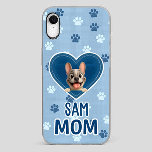 Customized French Bulldog Phone Case – Blue Heart Dog Mom Mobile Cover