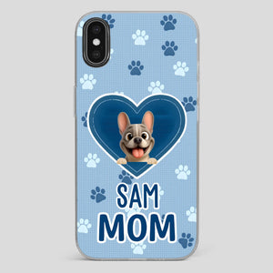 Customized French Bulldog Phone Case – Blue Heart Dog Mom Mobile Cover