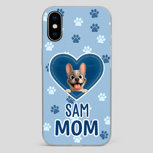 Customized French Bulldog Phone Case – Blue Heart Dog Mom Mobile Cover