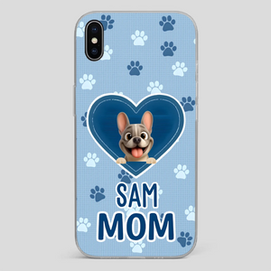 Customized French Bulldog Phone Case – Blue Heart Dog Mom Mobile Cover