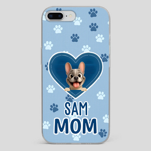 Customized French Bulldog Phone Case – Blue Heart Dog Mom Mobile Cover