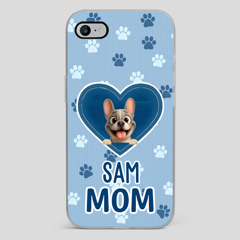 Customized French Bulldog Phone Case – Blue Heart Dog Mom Mobile Cover