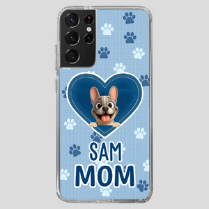 Customized French Bulldog Phone Case – Blue Heart Dog Mom Mobile Cover