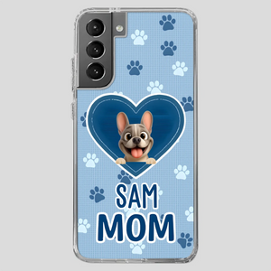 Customized French Bulldog Phone Case – Blue Heart Dog Mom Mobile Cover