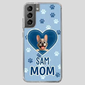 Customized French Bulldog Phone Case – Blue Heart Dog Mom Mobile Cover