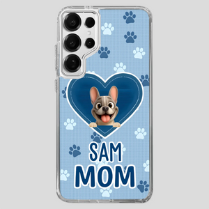 Customized French Bulldog Phone Case – Blue Heart Dog Mom Mobile Cover