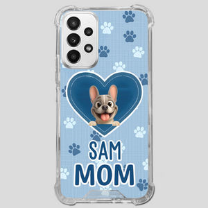 Customized French Bulldog Phone Case – Blue Heart Dog Mom Mobile Cover