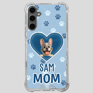 Customized French Bulldog Phone Case – Blue Heart Dog Mom Mobile Cover
