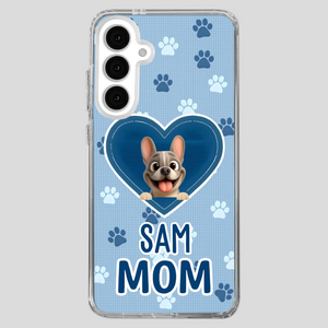 Customized French Bulldog Phone Case – Blue Heart Dog Mom Mobile Cover