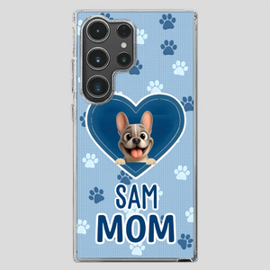 Customized French Bulldog Phone Case – Blue Heart Dog Mom Mobile Cover