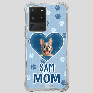 Customized French Bulldog Phone Case – Blue Heart Dog Mom Mobile Cover