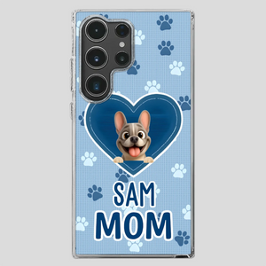 Customized French Bulldog Phone Case – Blue Heart Dog Mom Mobile Cover